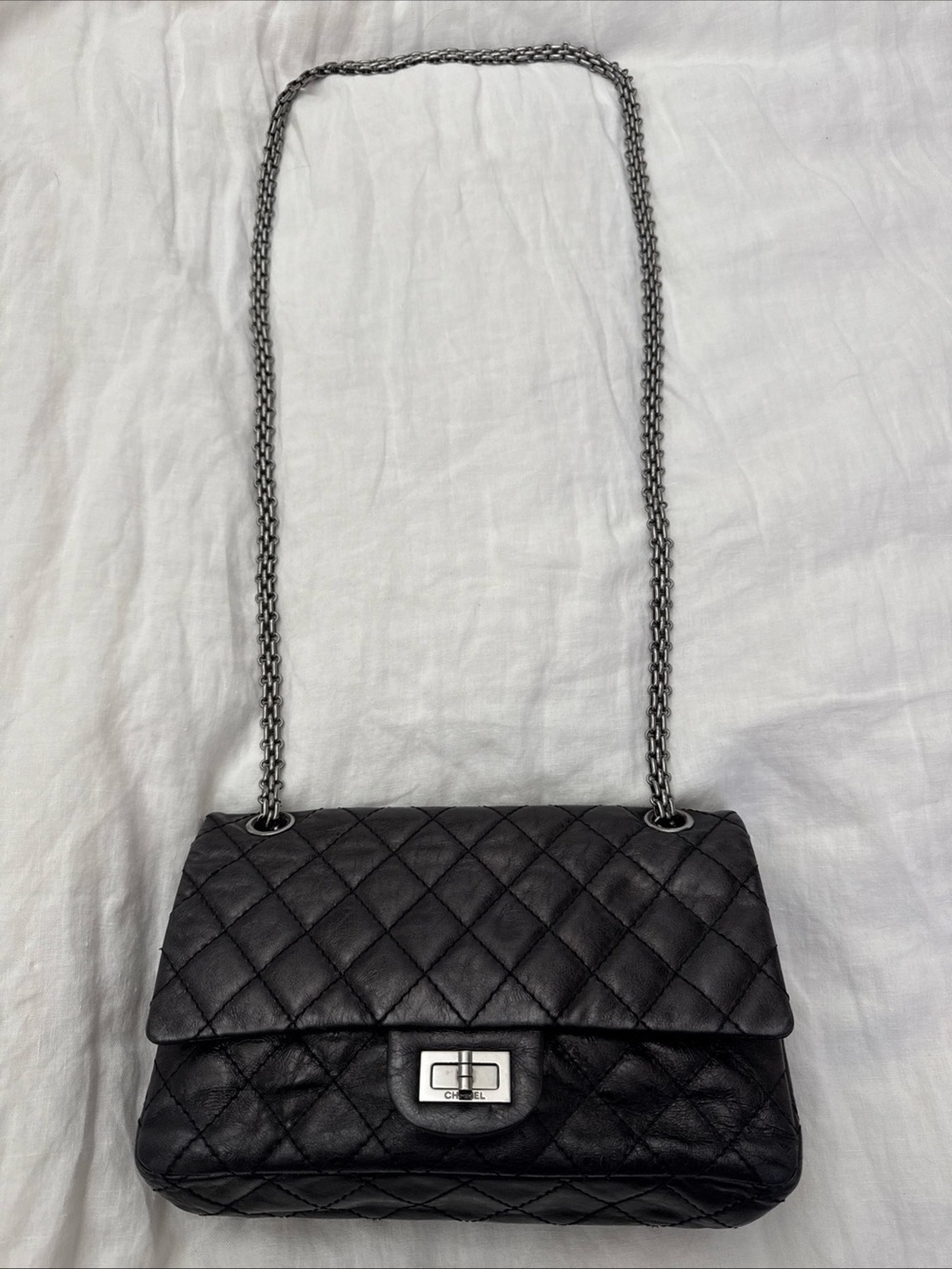 CHANEL Black Quilted Leather Chain Shoulder Bag